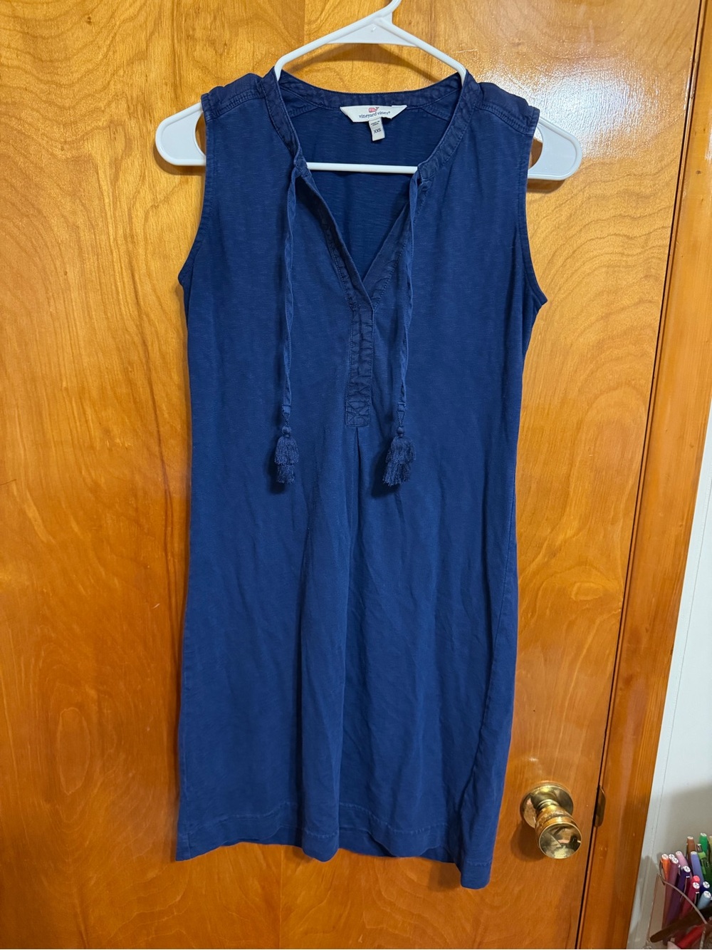 Vineyard Vines Navy Sleeveless Tassel Midi Dress